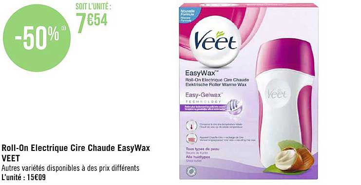roll-on électrique cire chaude easywax veet