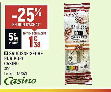 Saucisse Sèche Pur Porc Casino