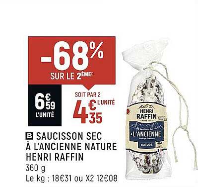 saucisson sec à l'ancienne nature henri raffin