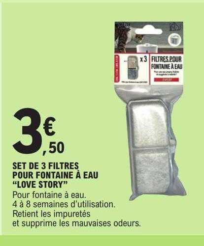 set de 3 filtres pour fontaine à eau "love story"