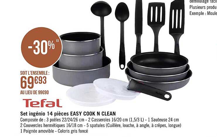 Set Ingénio 14 Pièces Easy Cook N Clean Tefal
