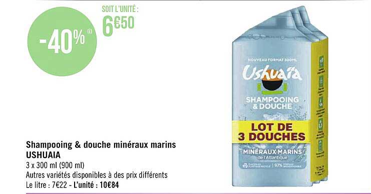 shampooing & douche minéraux marins ushuaïa