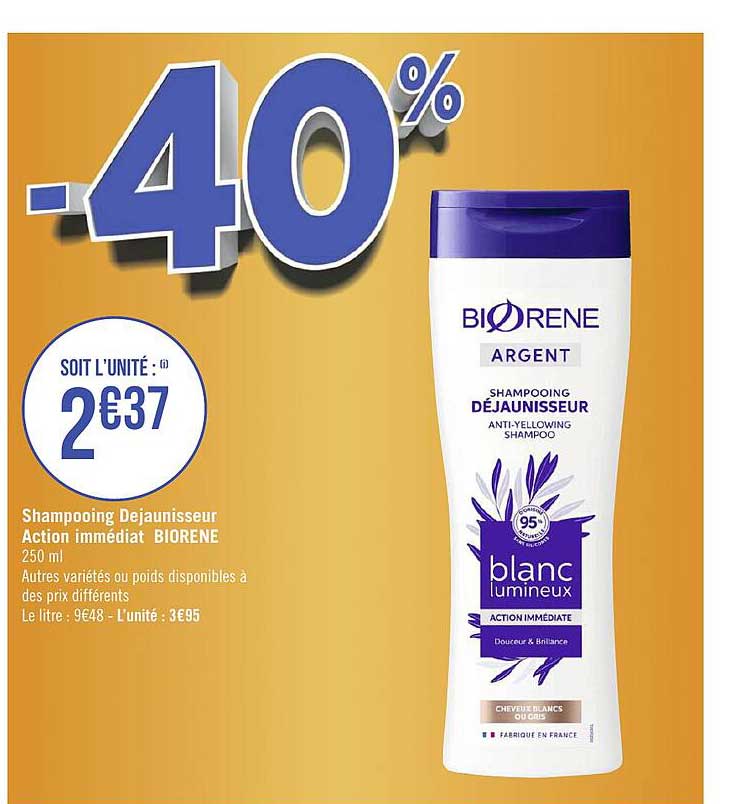 shampooing déjaunisseur action immédiat biorene