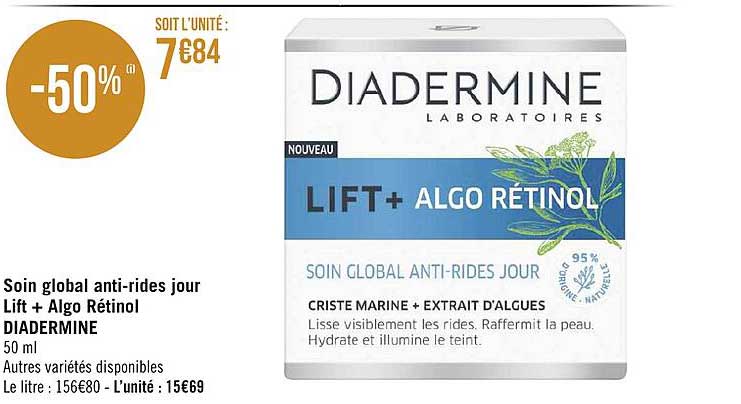 soin global anti-rides jour lift+ algo rétinol diadermine