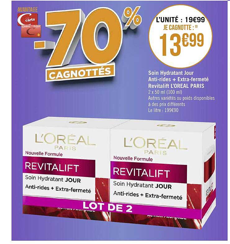 soin hydratant jour anti-rides + extra-fermeté revitalift l'oréal paris