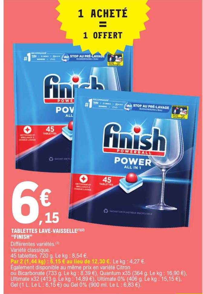 tablettes lave-vaisselle "finish"