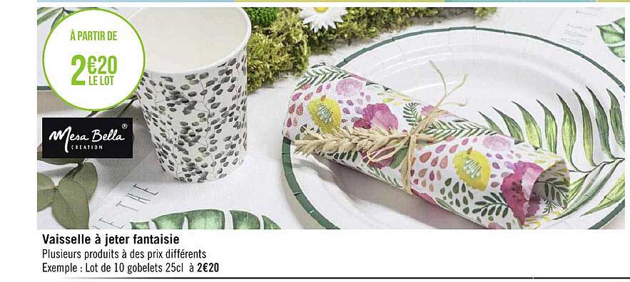vaisselle à jeter fantaisie mesa bella création