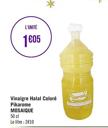 vinaigre halal coloré pikarome mosaïque