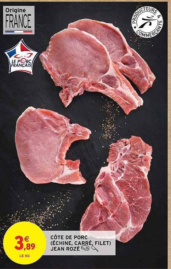 côte de porc (échine, carré, filet) jean rozé