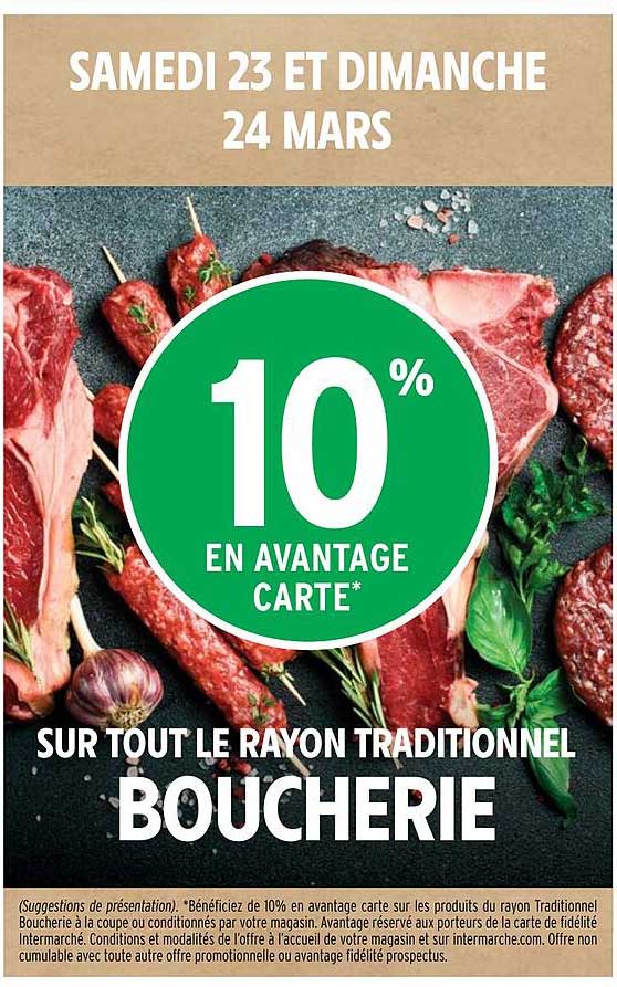 10% en avantage carte sur tout le rayon traditionnel boucherie