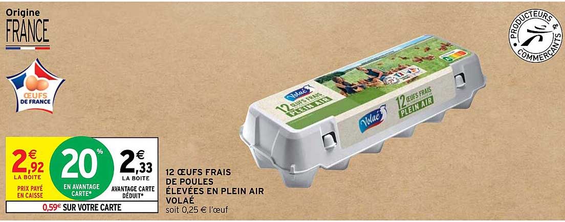 12 oeufs frais de poules élevées en plein air volaé