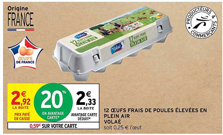 12 œufs frais de poules élevées en plein air volaé