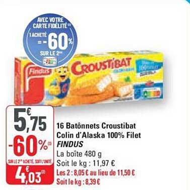 16 Batônnets Croustibat Colin D'alaska 100% Filet Findus
