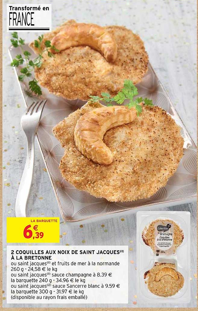 2 coquilles aux noix de saint jacques à la bretonne