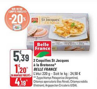 2 coquilles st jacques à la bretonne belle france