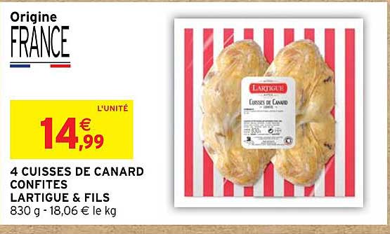 4 cuisses de canard confites lartigue & fils