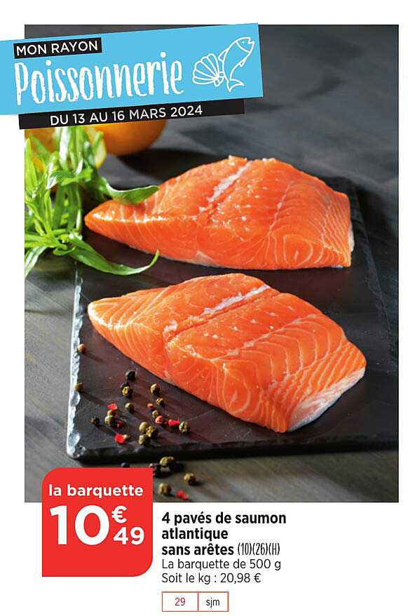 4 pavés de saumon atlantique sans arêtes