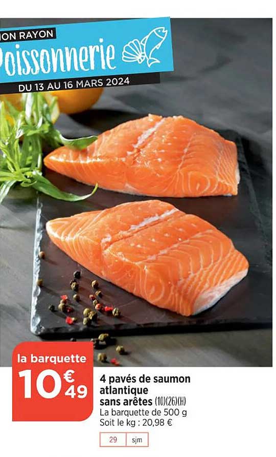 4 pavés de saumon atlantique sans arêtes