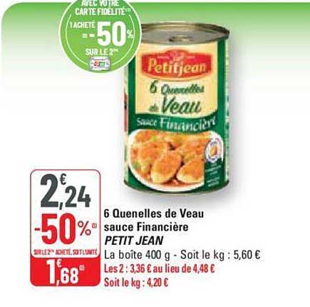 6 quenelles de veau sauce financière petit jean