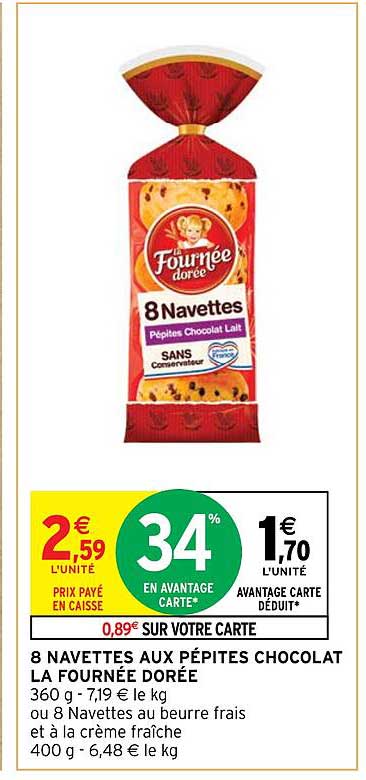 8 navettes aux pépites chocolat la fournée dorée