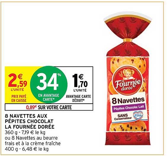 8 navettes aux pépites chocolat la fournée dorée