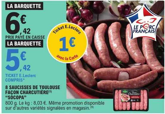 8 saucisses de toulouse façon charcutière "socopa"