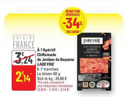 à L'apéritif Chiffonnade De Jambon De Bayonne Labeyrie