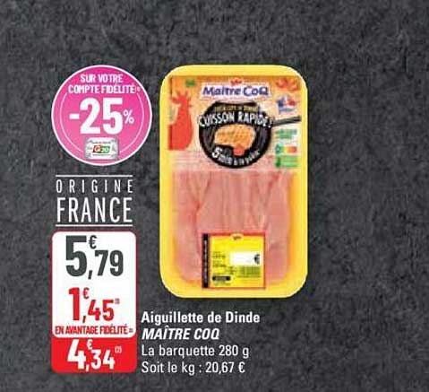 aiguillette de dinde maître coq