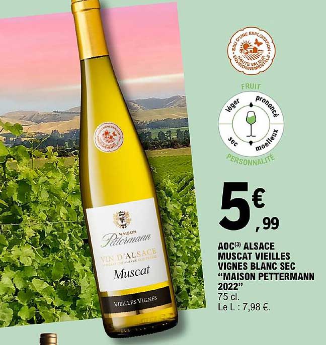 aoc alsace muscat vieilles vignes blanc sec maison pettermann 2022