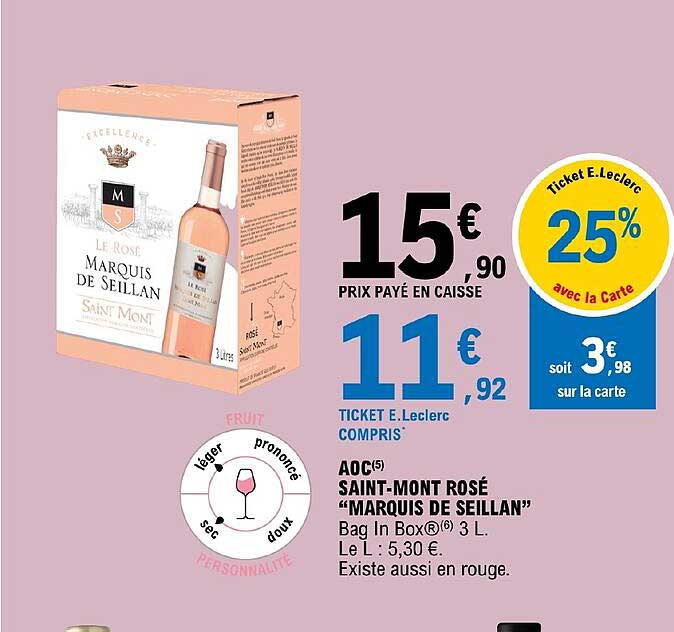 aoc saint-mont rosé marquis de seillan 25%