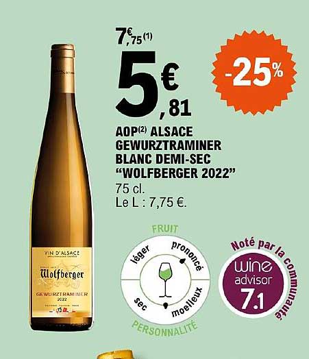 aop alsace blanc demi-sec wolfberger 2022