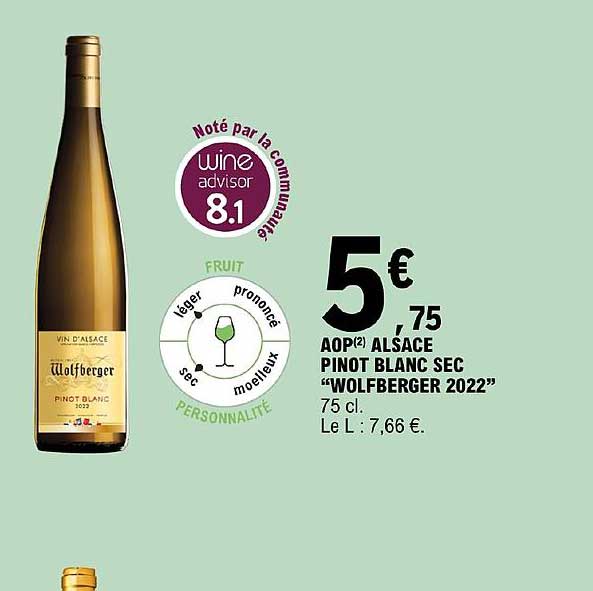 aop alsace pinot blanc sec wolfberger 2022
