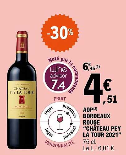 aop bordeaux rouge château pey la tour 2021