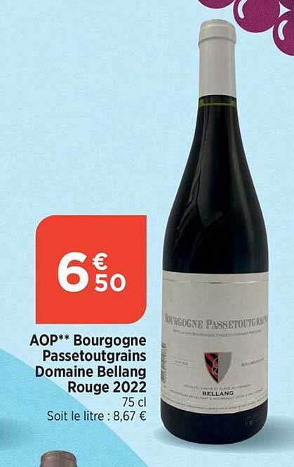 aop bourgogne passetoutgrains domaien bellang rouge 2022