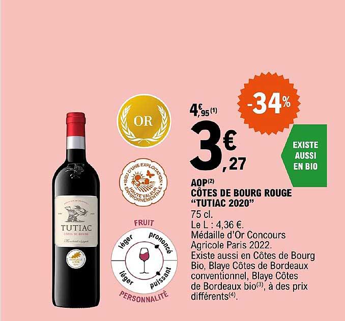 aop côtes de bourg rouge tutiac 2020