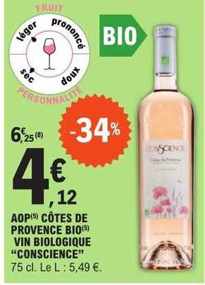 aop côtes de provence bio vin biologique "conscience"