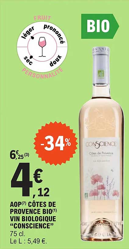 aop côtes de provence bio vin biologique "conscience"
