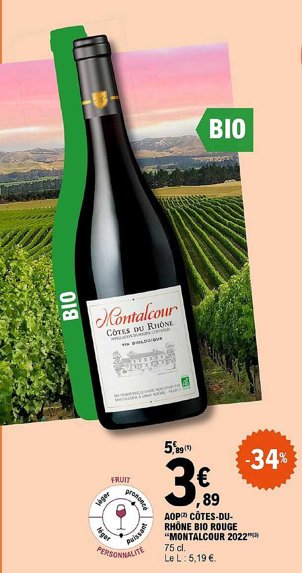 Aop Côtes-du-rhône Bio Rouge Montalcour 2022