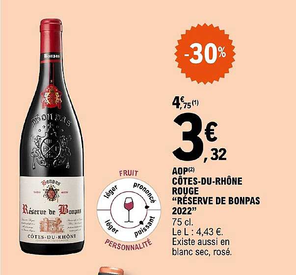 aop côtes-du-rhône rouge "réserve de bonpas 2022"