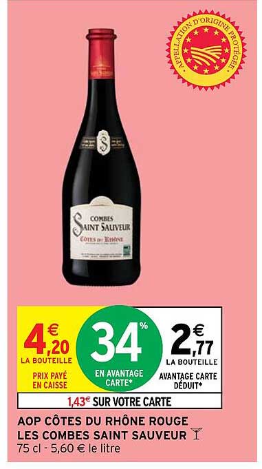 aop côtes du rhône rouge les combes saint saveur