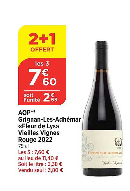 aop grignan-les-adhémar „fleur de lys“ vielles vignes rouge 2022
