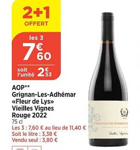 aop grignan-les-adhémar «fleur de lys» vieilles vignes rouge 2022