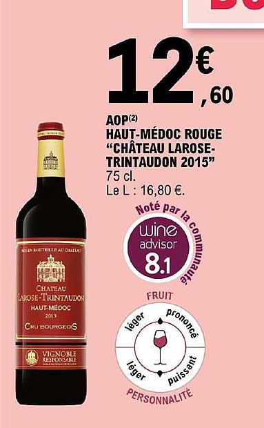 aop haut-médoc rouge château larose-trintaudon 2015