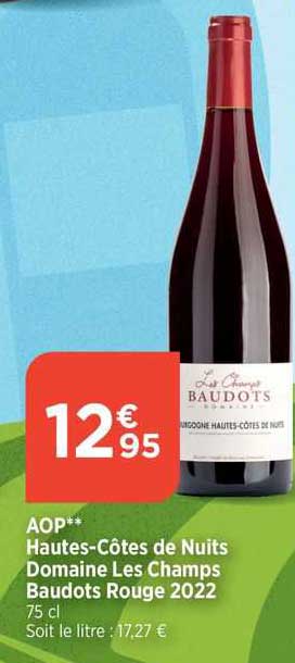 aop hautes-côtes de nuits domaine les champs baudots rouge 2022