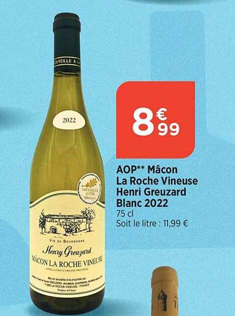 aop mâcon la roche vineuse henri greuzard blanc 2022