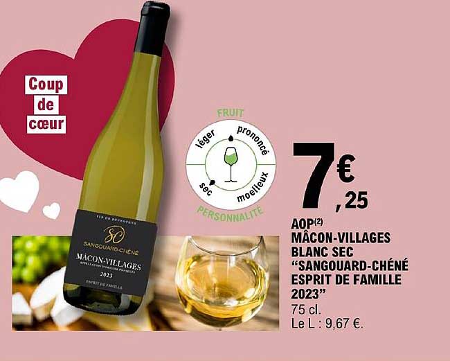 aop mâcon-villages blanc sec sangouard-chéné esprit de famille 2023