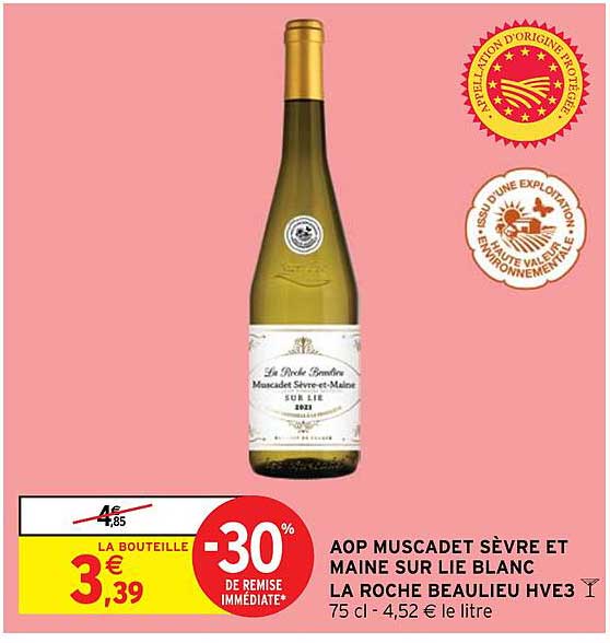 aop muscadet sèvre et maine sur lie blanc la roche beauliu hve3