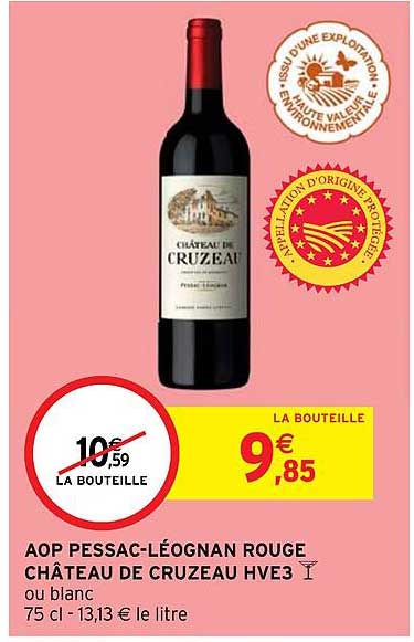 aop pessac-léognan rouge château de cruzeau hve3