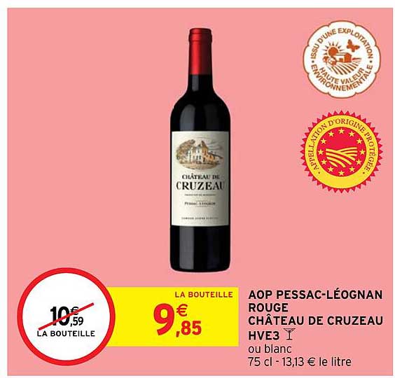 aop pessac-léognan rouge château de cruzeau hve3