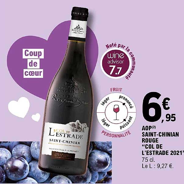 aop saint-chinian rouge "col de l'estrade 2021"